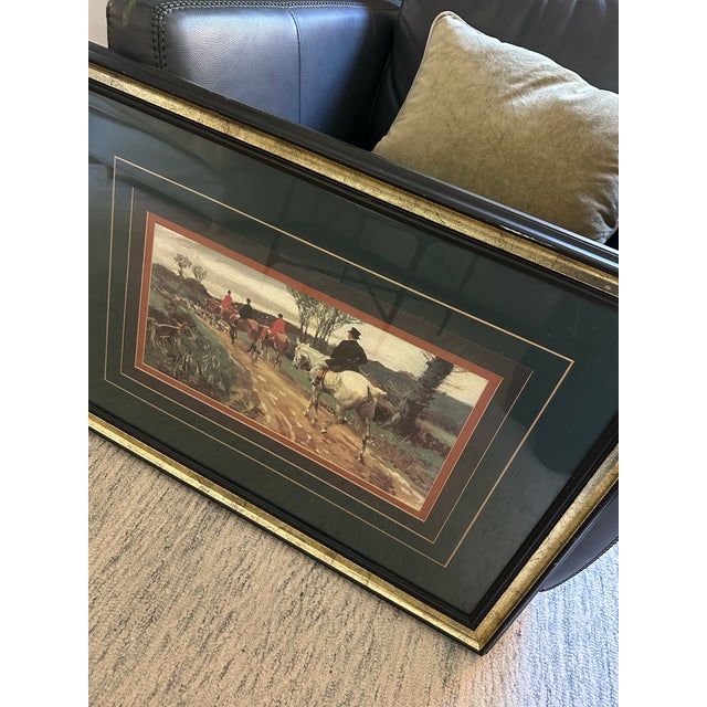 English Ralph Lauren Inspired Antique Equestrian Hunting Art Munnings Lithograph For Sale - Image 3 of 7