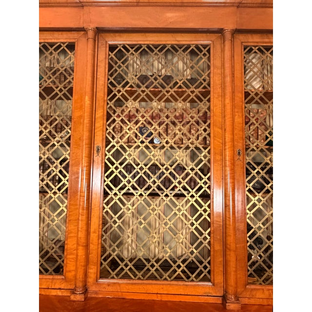 Austrian Biedermeier Figured Maple & Brass-Grille Bookcase, Circa 1840 For Sale - Image 4 of 10