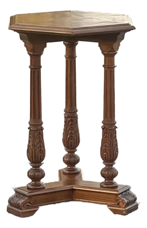 Tri Column Mahogany Acanthus Carved Side Tables