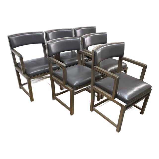 Antonio Citterio for Maxalto + B&b Italia Simplice Leather Arm Chairs, Set of Six For Sale