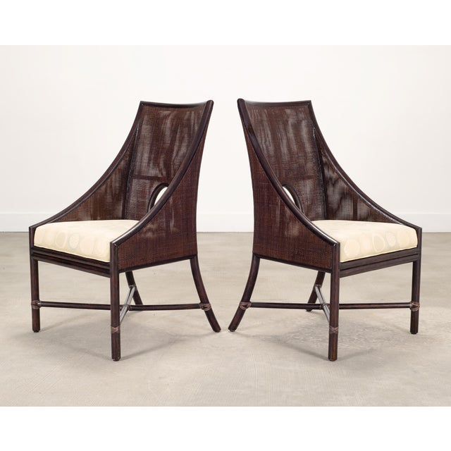 Pair of Barbara Barry for McGuire Rattan Caned Dining Armchairs For Sale - Image 9 of 18