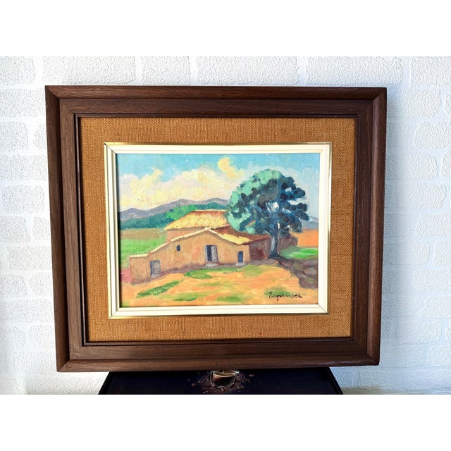 Espinosa, House in the Countryside, 1980s, Oil on Canvas For Sale - Image 9 of 9