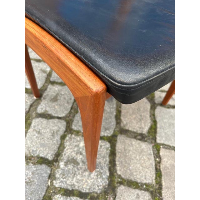 Dining Chairs in Teak & Genuine Leather from K.S. Stolefabrik, Set of 4 For Sale - Image 4 of 11