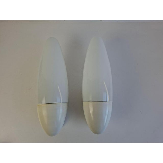 Czechoslovak Space Age Milk Glass and Bakelite Wall Sconces, 1960s, Set of 2 For Sale - Image 11 of 18