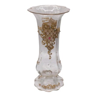 Moser Jeweled Enameled Crystal Vase For Sale