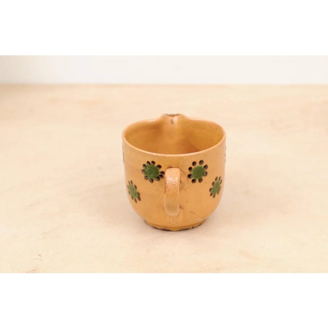 Peach 19th Century Rustic French Peach Glazed Pitcher with Green & Chocolate Décor For Sale - Image 8 of 13