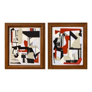 Set of 2: Original Contemporary Framed Collages For Sale