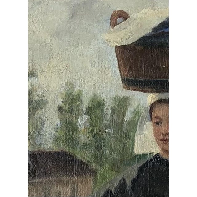 Marguerita Pillini, Lavandière bretonne, Oil on Wood, Framed For Sale - Image 4 of 11