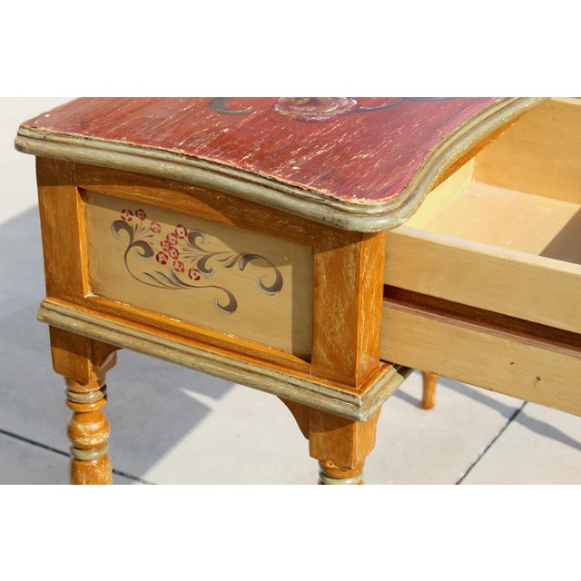 Saffron Italian Florentine Style Paint-Decorated Console Table For Sale - Image 8 of 14