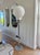 Chrome-plated metal floor lamp with a white opaline glass shade. Circular base. 1980s. Excellent condition - no damage....
