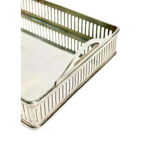 Matched Pair Petite Vintage Silver Plate Gallery Trays With Horse and Crown Monogram 4.25” Length For Sale - Image 9 of 11