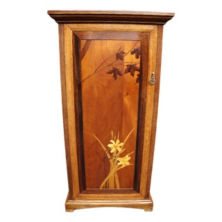 Emile Gallé Style Art Nouveau Oak Hanging Pantry Cupboard For Sale