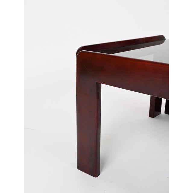 Square Coffee Table with Smoked Glass by Afra & Tobia Scarpa, Italy, 1960s For Sale - Image 14 of 15