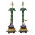 Pair of Vintage Hand-Painted Chinoiserie Tole Palm Tree and Figurine Table Lamps For Sale