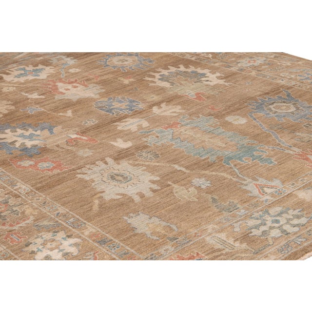 Modern Sultanabad Brown Handmade Floral Wool Rug For Sale In New York - Image 6 of 10
