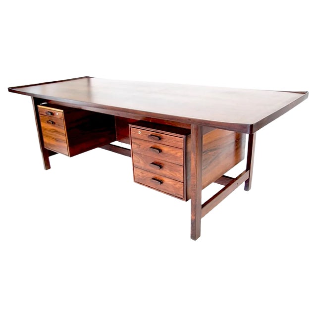 Danish Rosewood Presidential Executive Desk with Floating Top from Sigurd Hansen, 1960s For Sale