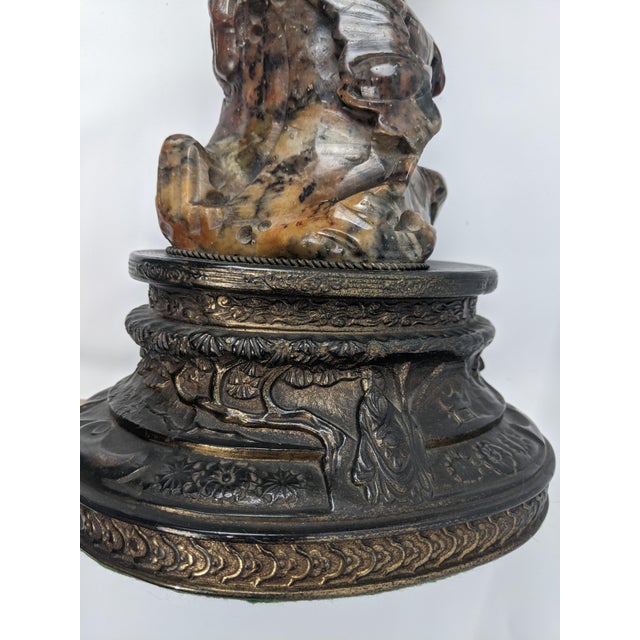 Early 20th Century Chinese Carved Soapstone Guanyin Table Lamp For Sale - Image 9 of 18
