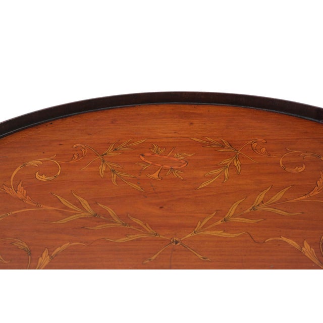 Antique Inlaid Mahogany Kidney-Shaped Serving Tray, 1800s For Sale - Image 5 of 9