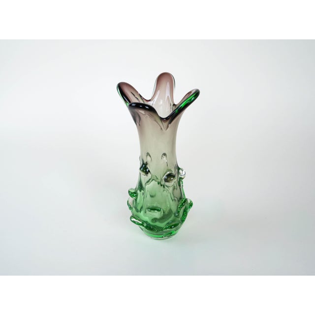 Italian Green Murano Glass Vase, 1960s For Sale - Image 3 of 13