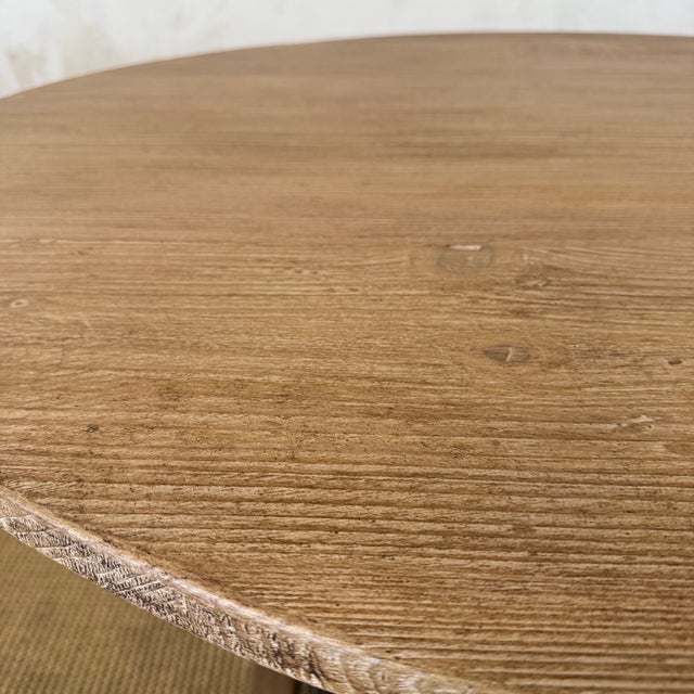 Lyon Reclaimed European Pine Oval Dining Table or Center Table in Natural For Sale In Los Angeles - Image 6 of 14