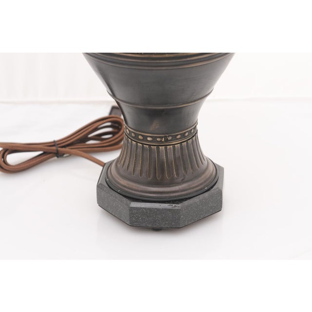 Marbo Lamp Company Pair of 1960s Patinated Bronze Archaistic Table Lamps by Marbro Lamp Co. For Sale - Image 4 of 13