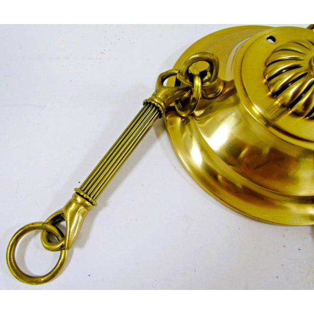 Elegant Lenox Quoizel Scalloped Shell Inspired Brass Accent Pendant Chandelier For Sale - Image 16 of 18