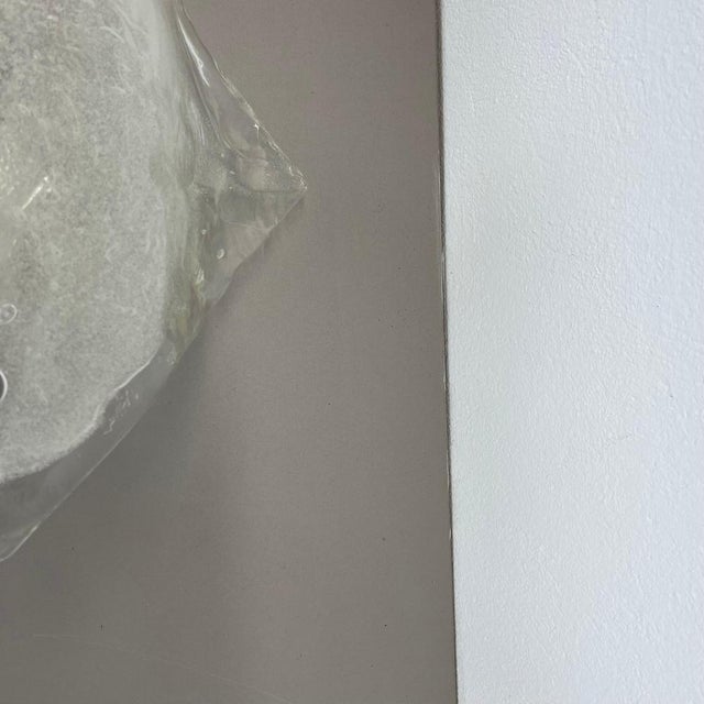 Metal Large Vintage Hollywood Regency Ice Glass Wall Light Made from Kalmar Lights, 1970 For Sale - Image 7 of 18