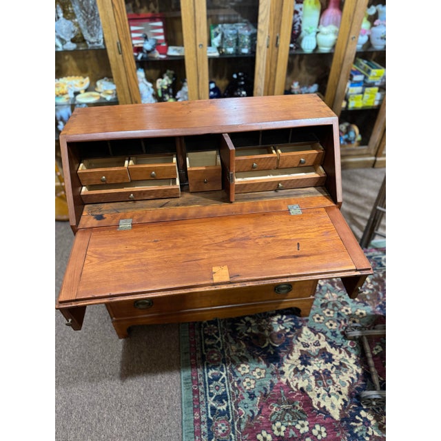 Early 19th Century Cherry Slant Front Desk Dovetailed Masonic Inlay Design For Sale - Image 10 of 11