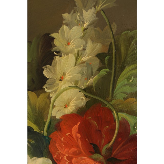 Artist Signed Framed Floral Still Life Oil Painting on Canvas For Sale - Image 11 of 14