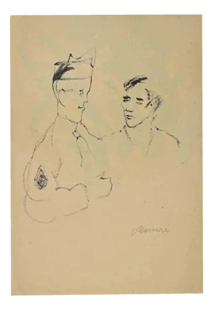 Mino Maccari, Portraits, Drawing in Ink, 1960s