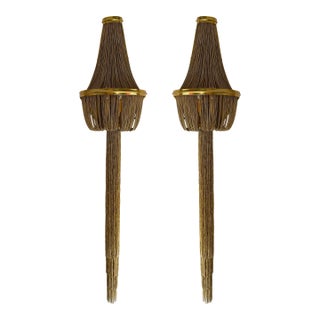 Large Pair of Brass Bracelet Chain Sconces For Sale
