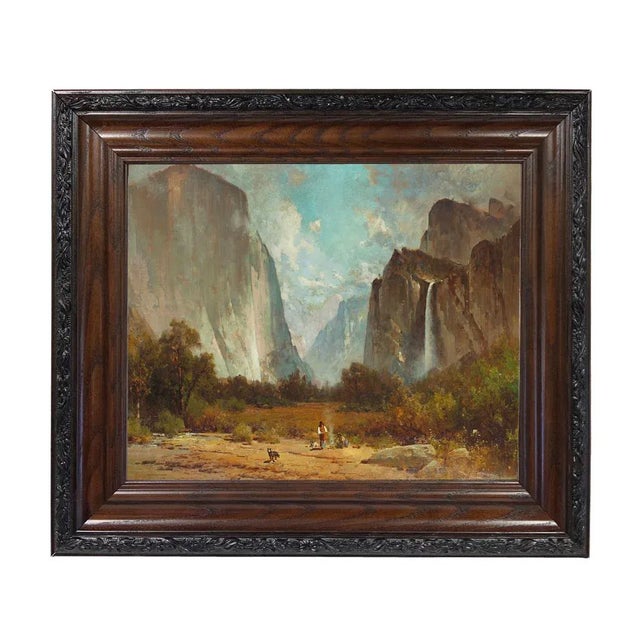 "Yosemite Valley Landscape" Contemporary Reproduction Print on Canvas After Thomas Hill, Framed For Sale - Image 4 of 4