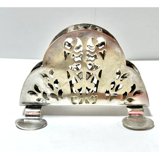 1950s 1950s English Silverplate Pierced Napkin Holder For Sale - Image 5 of 10