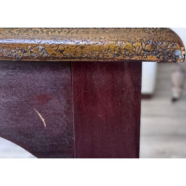 Late 20th Century Peruvian Reverse-Painted Glass Top Gilt Border Wood Side Tables Pair For Sale - Image 13 of 15