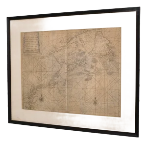 Mount & Page Framed Antique Map Sea Chart East Coast North America