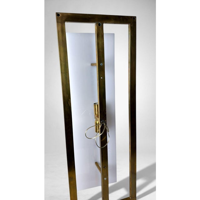 Late 20th Century Romeo Rega Style Large Italian Brass and Opaline Plexiglass Wall Sconces - a Pair For Sale - Image 10 of 18