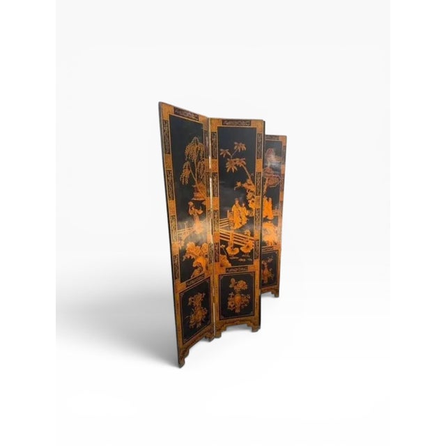 Vintage Chinese Chinoiserie 4-Panel Room Divider / Screen For Sale In Boston - Image 6 of 18