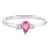 Modern Pear Ruby Diamond Three Stone Promise Ring in 14k White Gold For Sale
