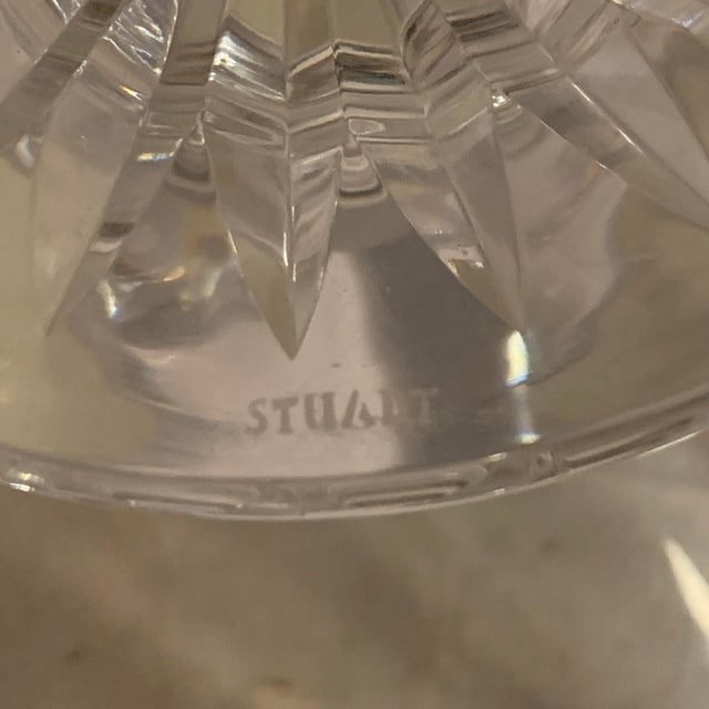 Glass Mid 20th Century Stuart Crystal Compote: Cascade Cut Glass Footed Bowl For Sale - Image 7 of 9