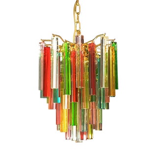 Murano Glass Chandelier with Trihedral Prisms in the style of Venini, Venice, Italy, 1972 For Sale
