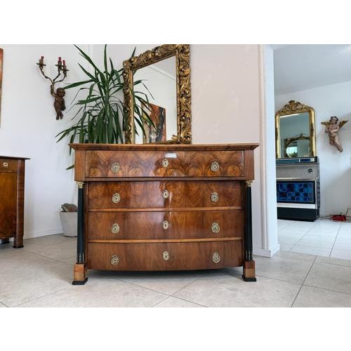 Empire Chest of Drawers with Columns in Walnut Veneer For Sale - Image 15 of 15