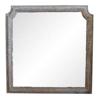 French Grey Painted Carved Oak Pier Mirror / Over Mantel Mirror For Sale