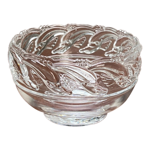 Vintage Tiffany & Co. Mid-Century Modern Crystal Dolphin Pattern Footed Bowl