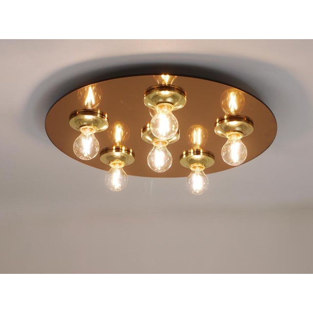 Italian Fontana Arte Style Gold Bronze Sconce in Mirrored Glass, 1970s For Sale - Image 3 of 18