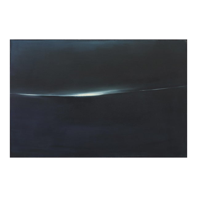 Edge of Eternity III - Original Atmospheric Blue Abstract Landscape Oil Painting on Canvas For Sale