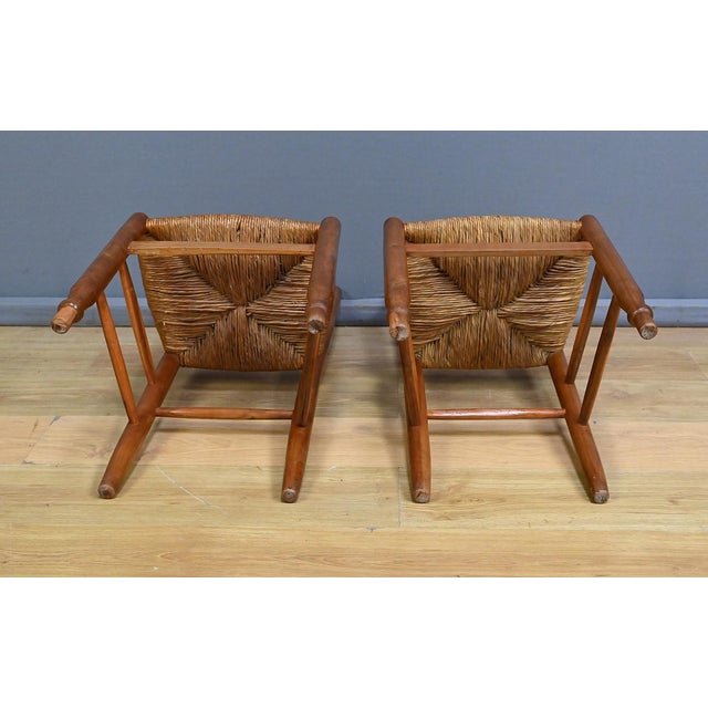Cherrywood Straw-Seated Chairs Late 19th Century, 1890s, Set of 2 For Sale - Image 13 of 15