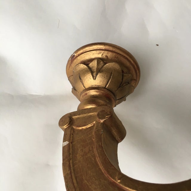 Antique Italian Carved Giltwood Chandelier With Timeworn Gilding, Late 19th Century For Sale In South Bend - Image 6 of 10