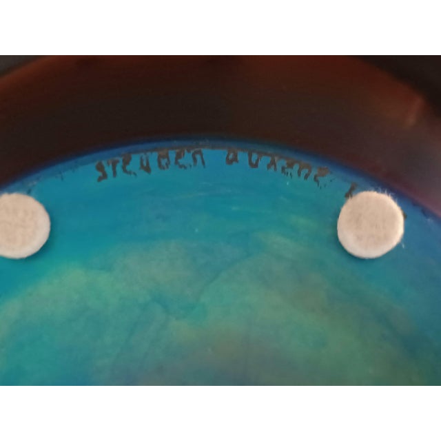 Antique Steuben Blue Aurene Iridescent Peacock Teal Glass 9.25" Squat Centerpiece Bowl For Sale - Image 12 of 12