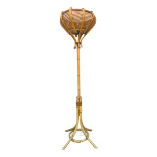 Vintage French Table Lamp in Rotin, 1960s For Sale