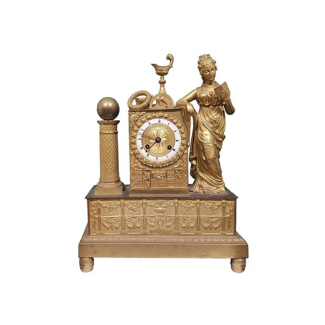 19th Century French Gold-Plated Bronze Shelf Clock For Sale - Image 4 of 6